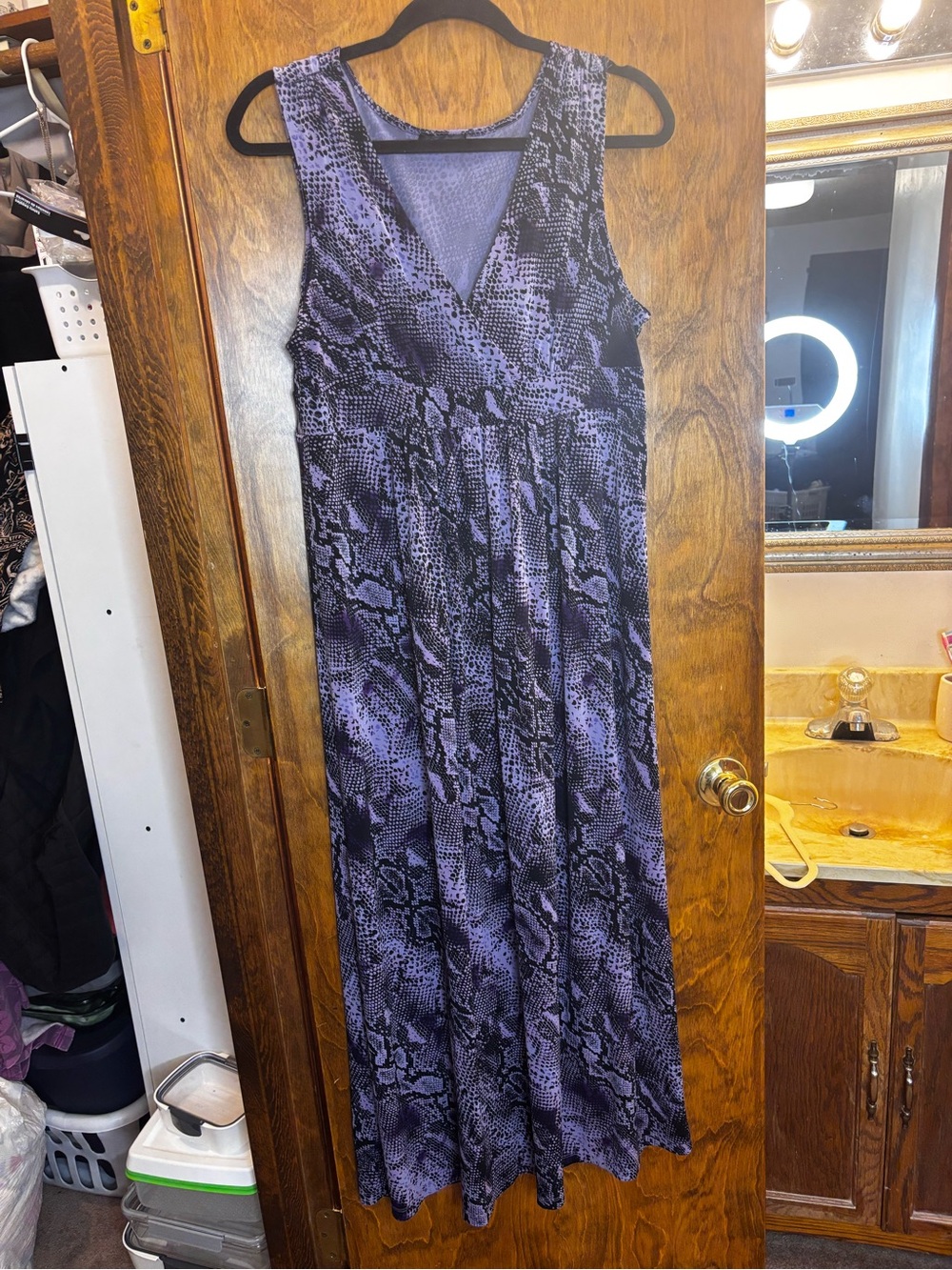 Daisy Fuentes Purple Snake-Print Sleeveless Maxi Dress